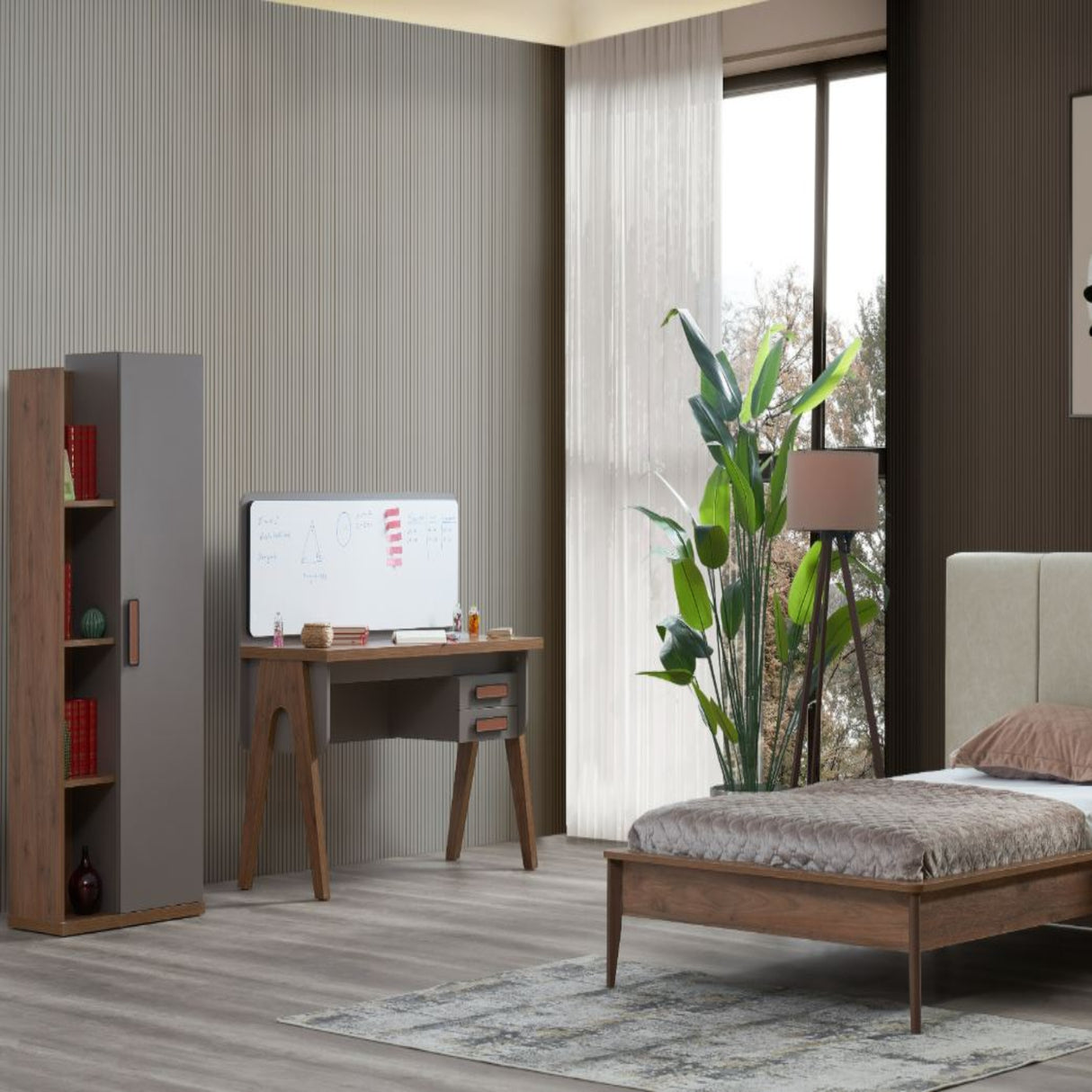 غرفة نوم ديلان باللون البني