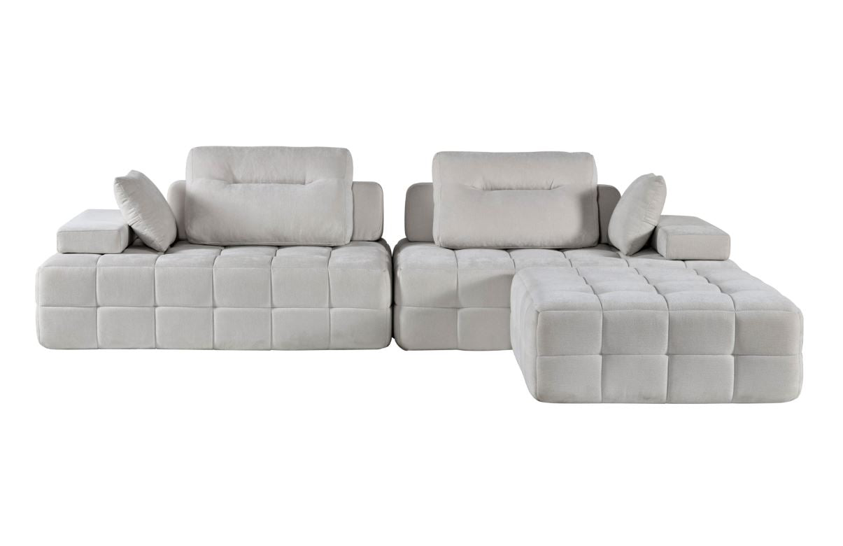 كنب زاوية ميرافين مضغوط باللون الأبيض