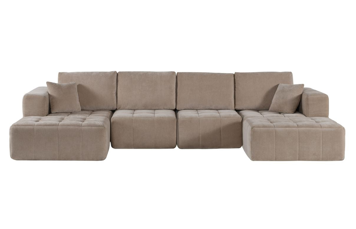 كنب زاوية ميلارا مضغوط باللون البيج