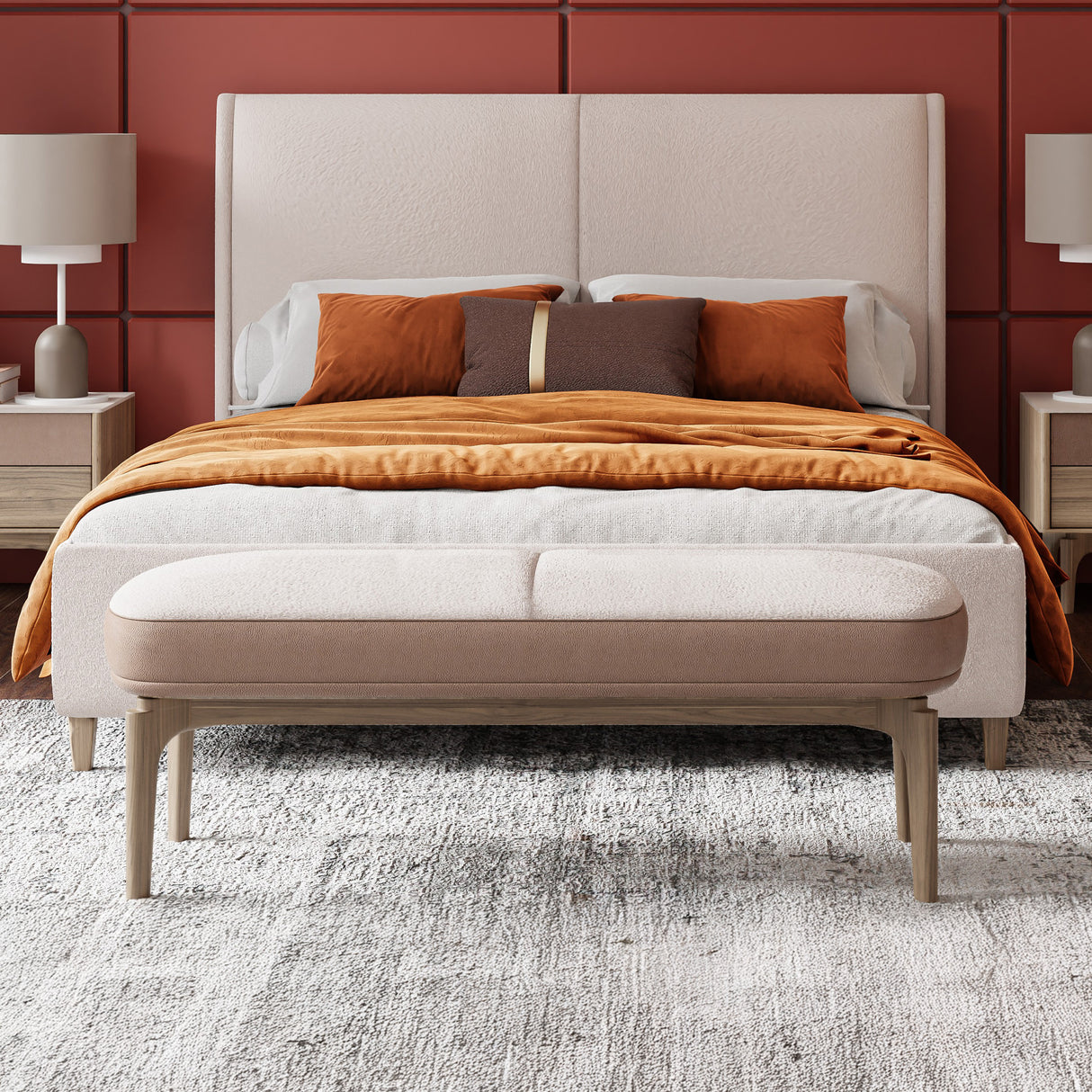 غرفة نوم كوستا باللون البني الجوزي