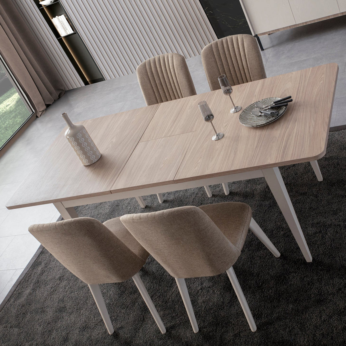 طقم طاولة طعام فاريان باللون الكريمي