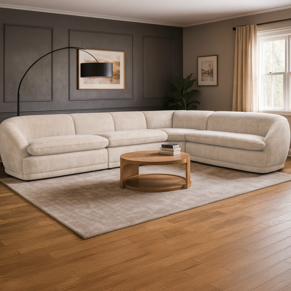 كنب زاوية أماري باللون البيج