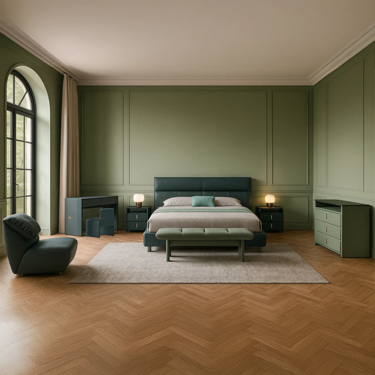 غرفة نوم ريانا باللون الأخضر
