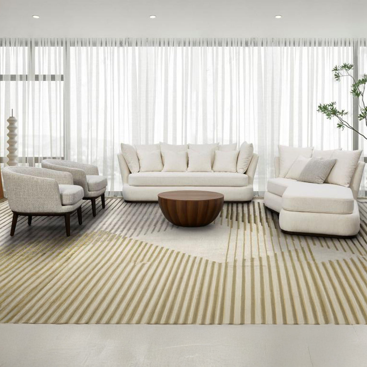 كنب لارين ثنائي باللون البيج