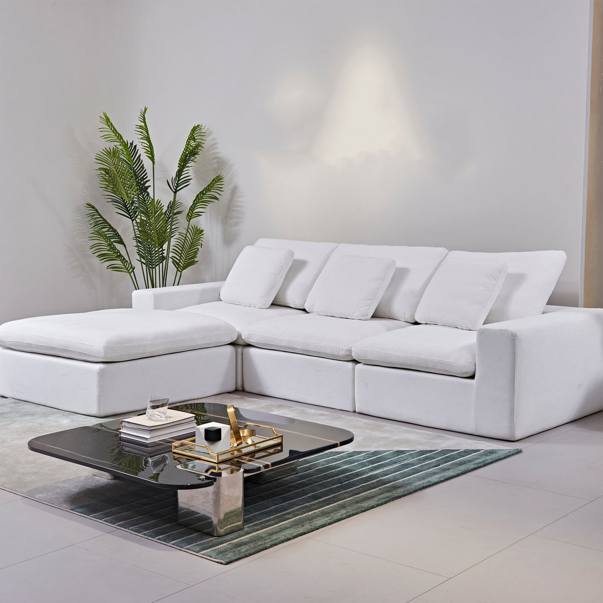 طقم كنب مارفيلا مضغوط باللون الأبيض