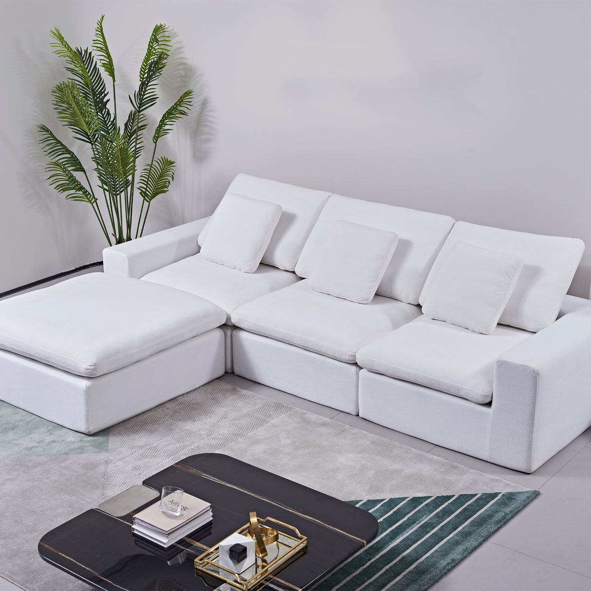 طقم كنب مارفيلا مضغوط باللون الأبيض