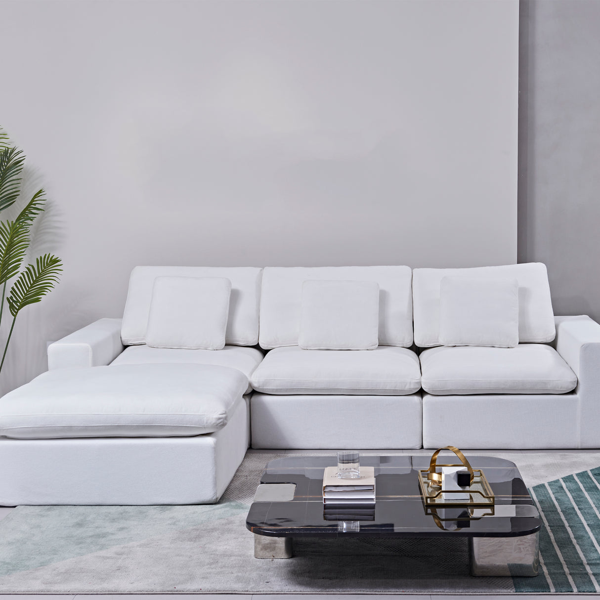 طقم كنب مارفيلا مضغوط باللون الأبيض