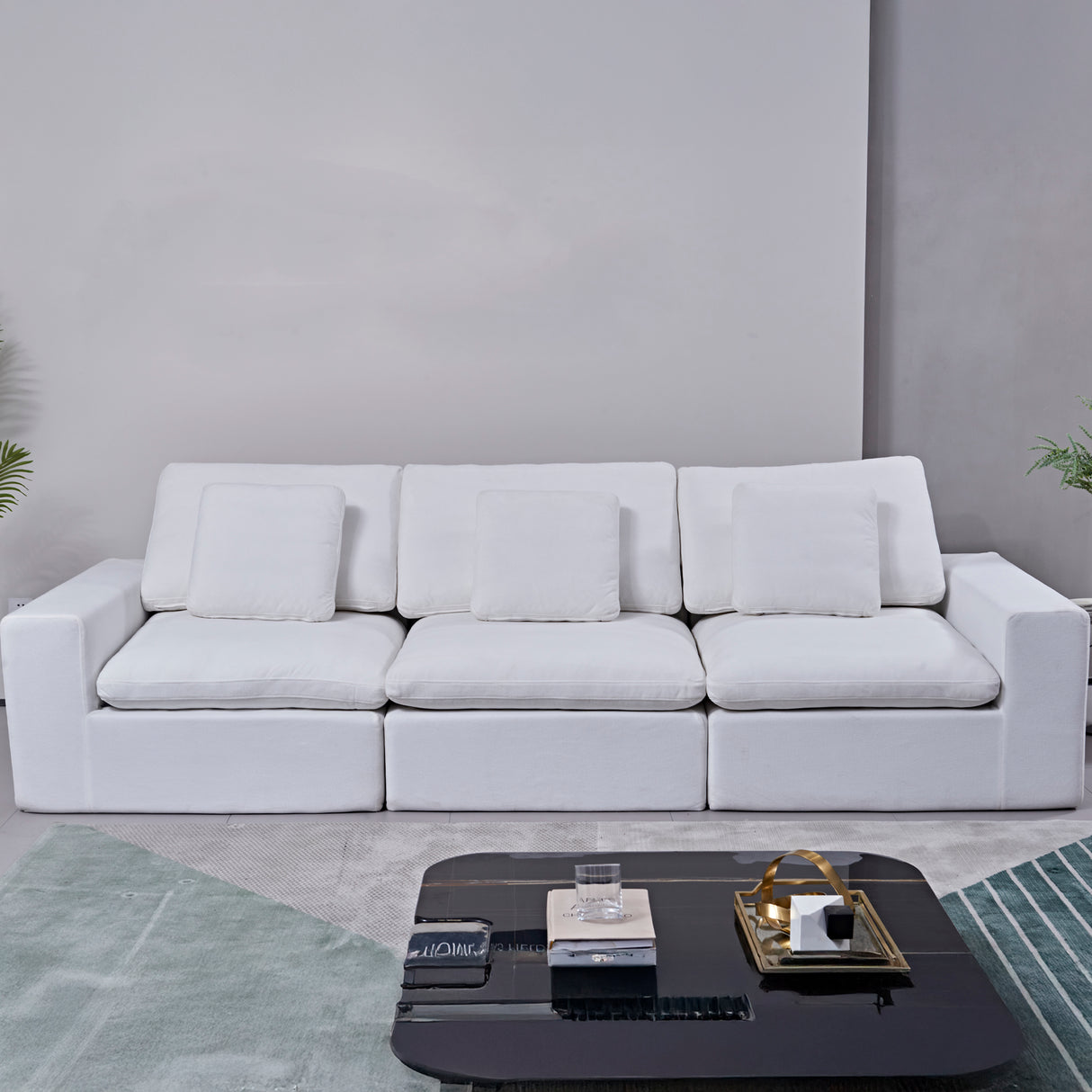 طقم كنب مارفيلا مضغوط باللون الأبيض