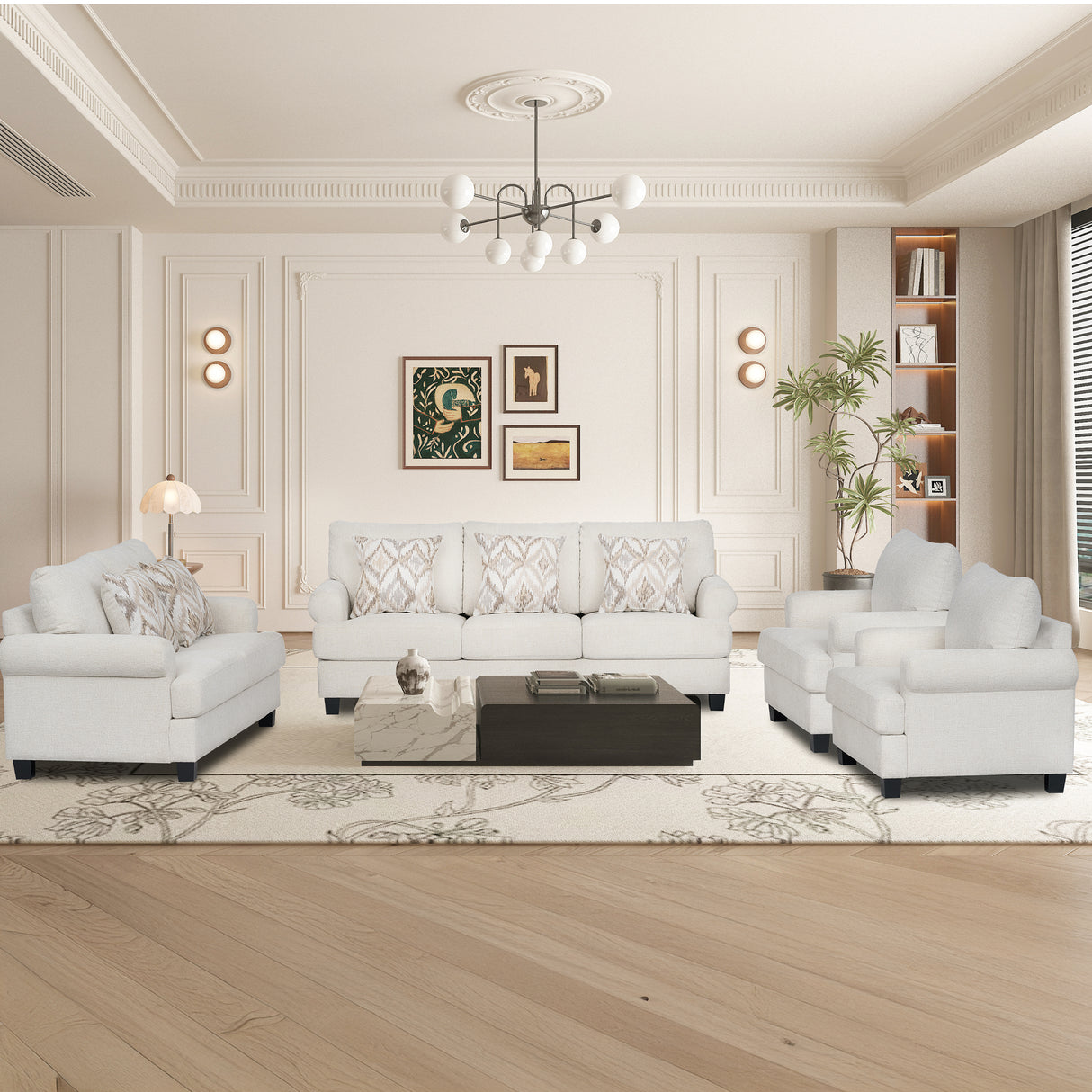 كنب أرڤينا ثلاثي باللون الكريمي