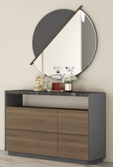 تسريحة سيلينا مع مراية باللون الرمادي والخشبي | من هاي بوينت