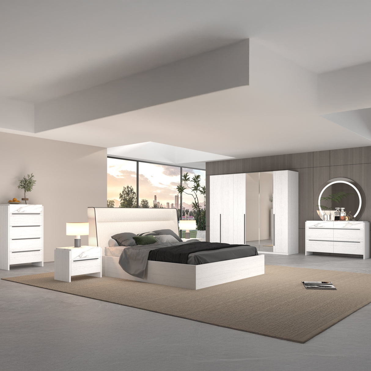 غرفة نوم أورينا باللون الأبيض