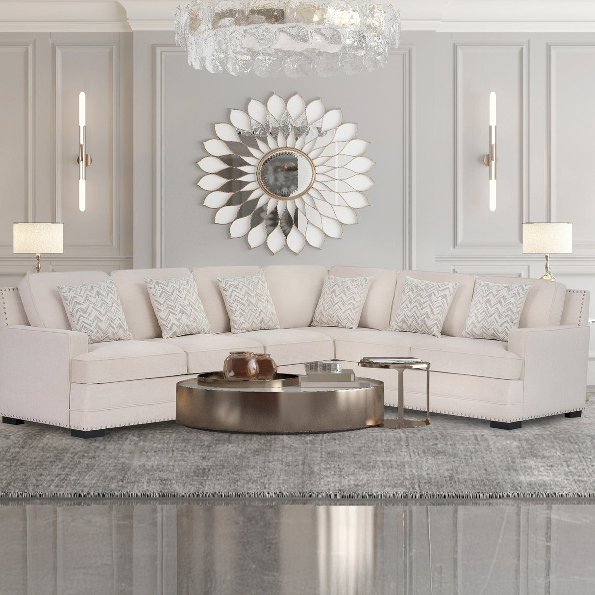 كنب زاوية كاريسا باللون البيج