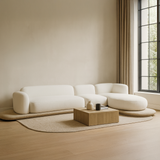 طقم كنب روفان زاوية باللون الأبيض