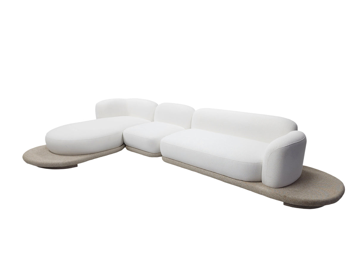 طقم كنب روفان زاوية باللون الأبيض