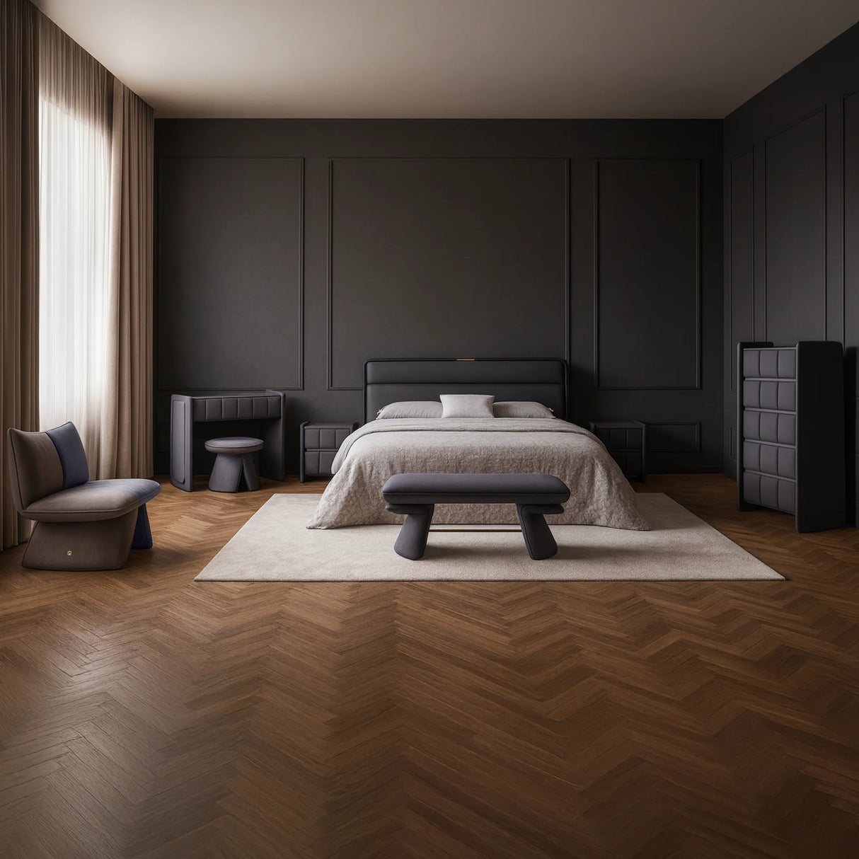 غرفة نوم روزا باللون الموف