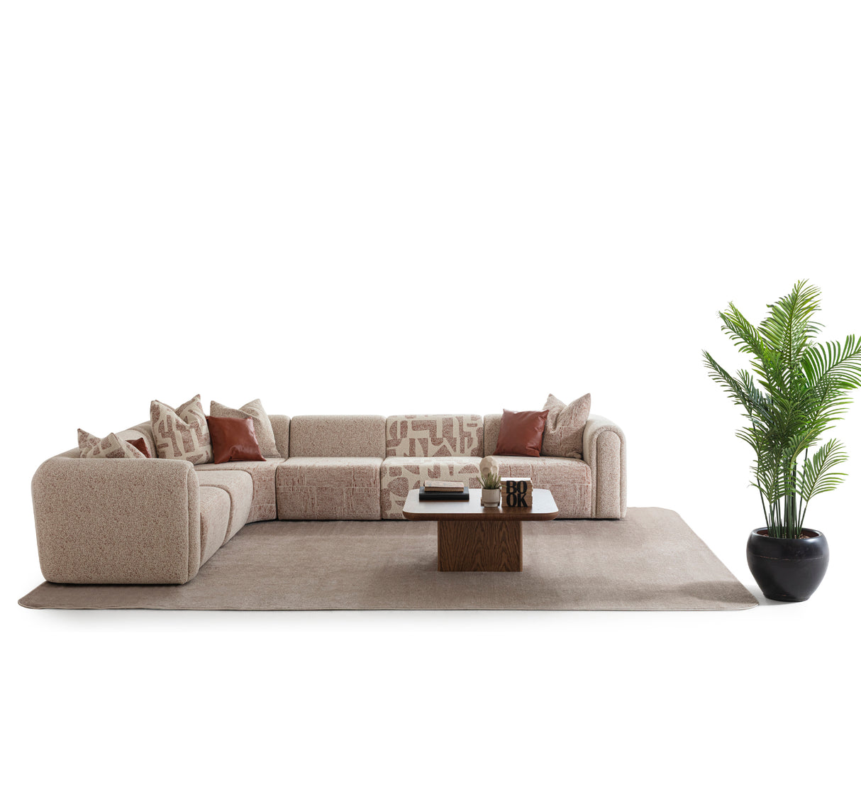 كنب زاوية كومو باللون البيج