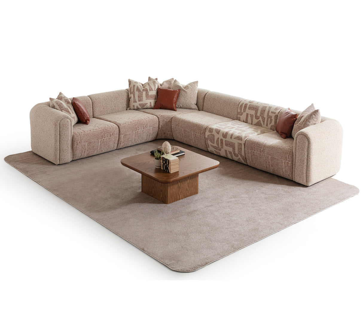 كنب زاوية كومو باللون البيج