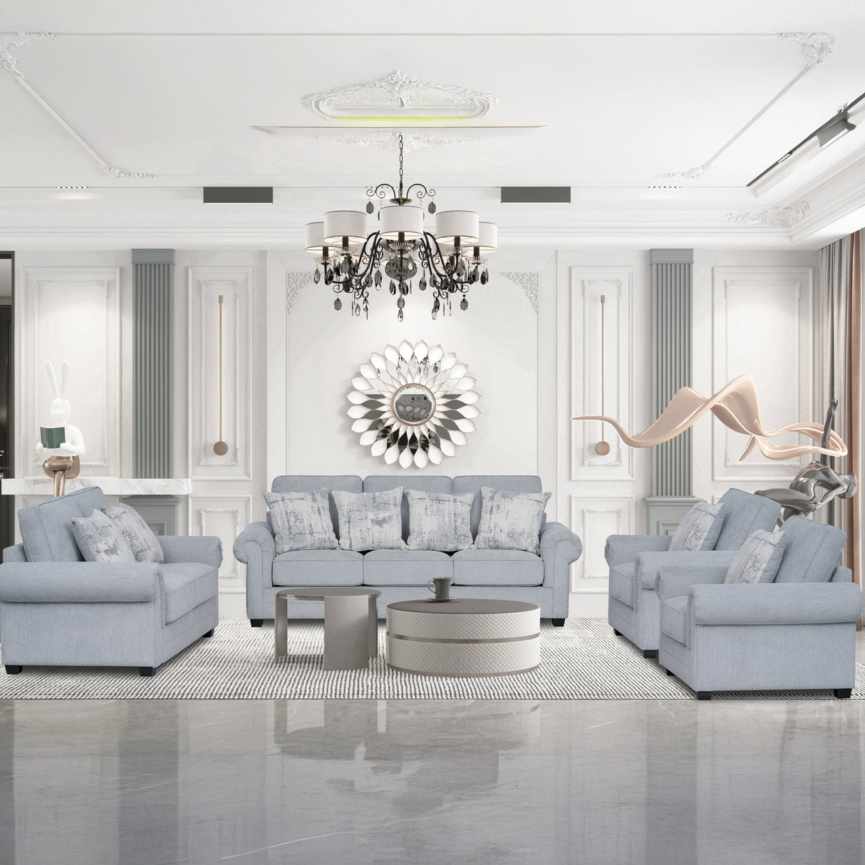 كنب سرفيرا ثلاثي باللون الرمادي