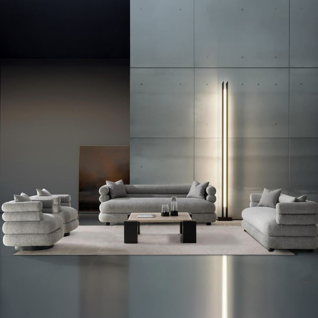 طقم كنب فيلين باللون الرمادي - High Point