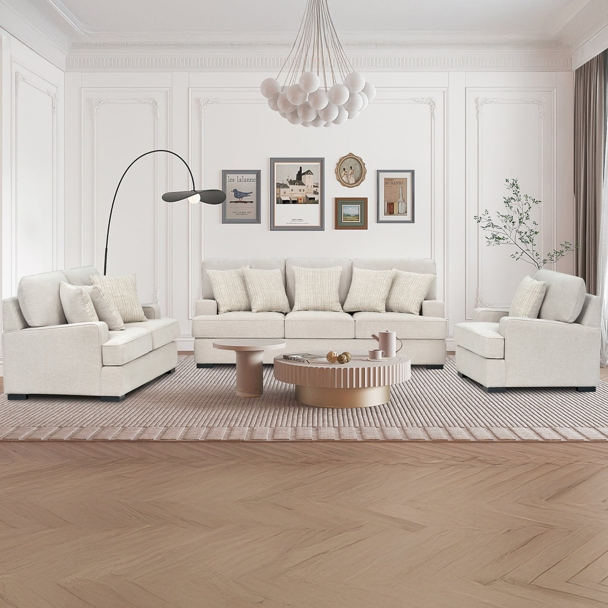 طقم كنب سيرانا باللون الكريمي