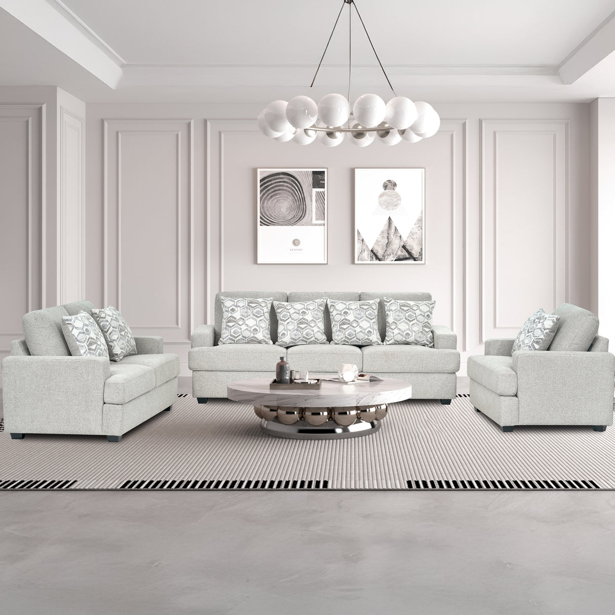 كنب نوفارا ثلاثي باللون الرمادي