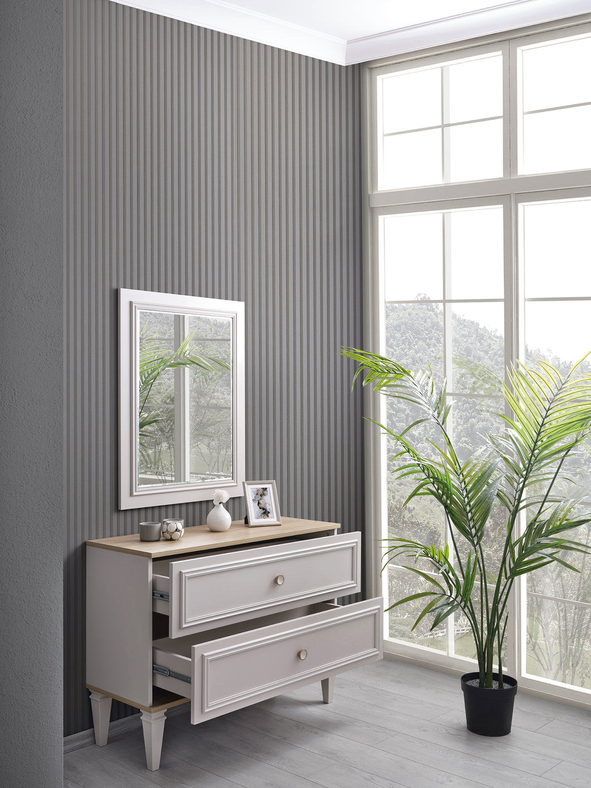 تسريحة بيتا مع مراية باللون الرمادي | من هاي بوينت