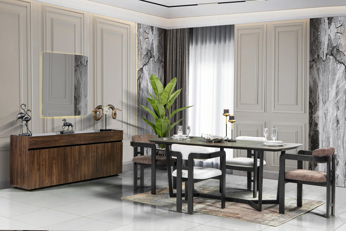 طقم طاولة طعام جورين باللون البنى