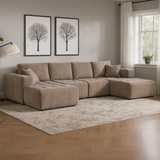 كنب زاوية ميلارا مضغوط باللون البيج