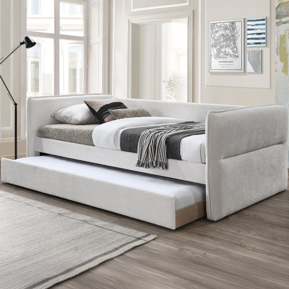 سرير إيلين باللون الرمادي