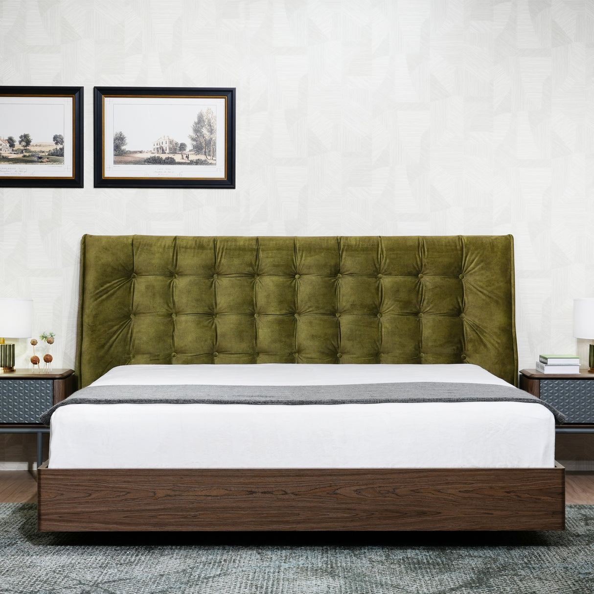 سرير لافين باللون البني والرمادي