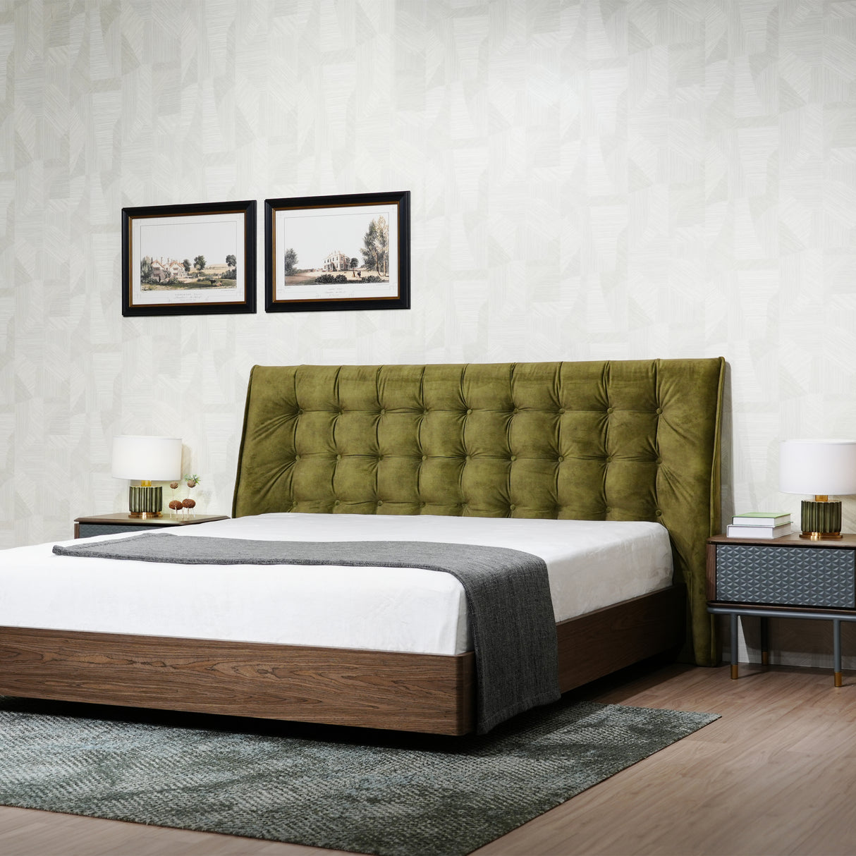 سرير لافين باللون البني والرمادي