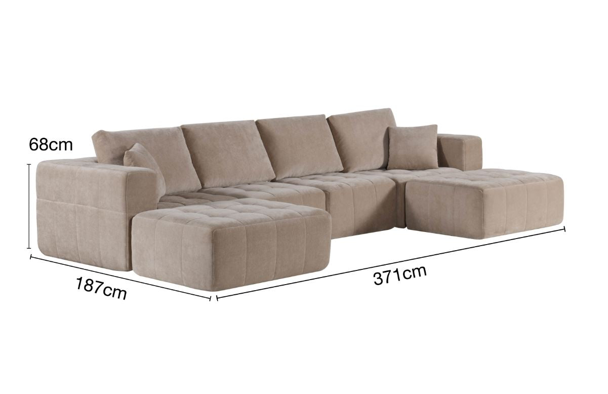 كنب زاوية ميلارا مضغوط باللون البيج