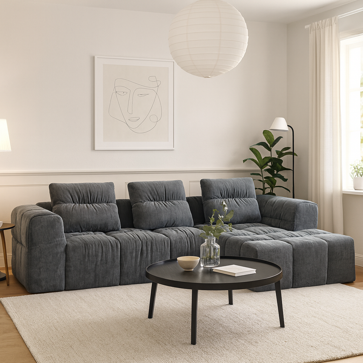 كنب زاوية أورسيلا مضغوط باللون الرمادي