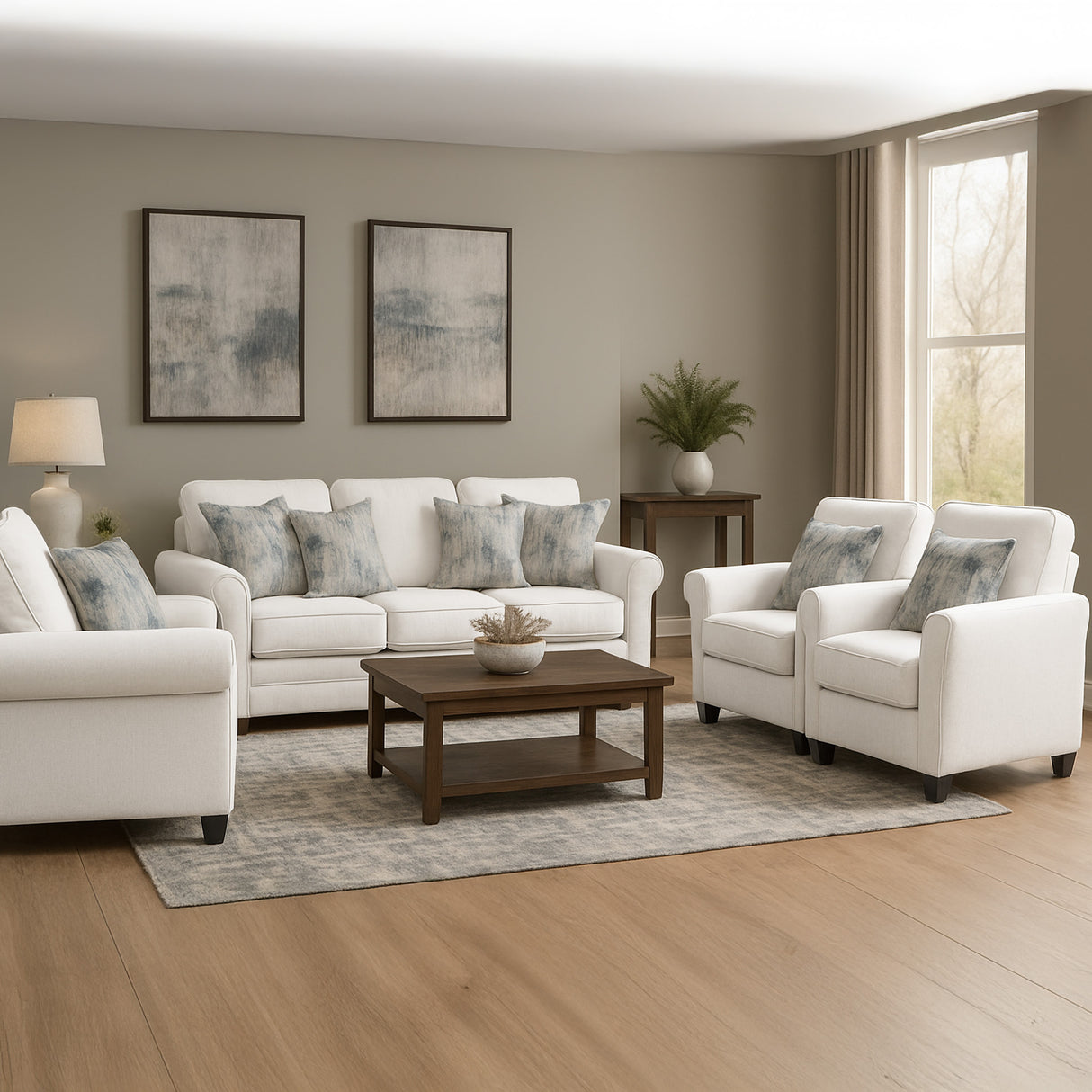 طقم كنب دالينيا باللون الأبيض