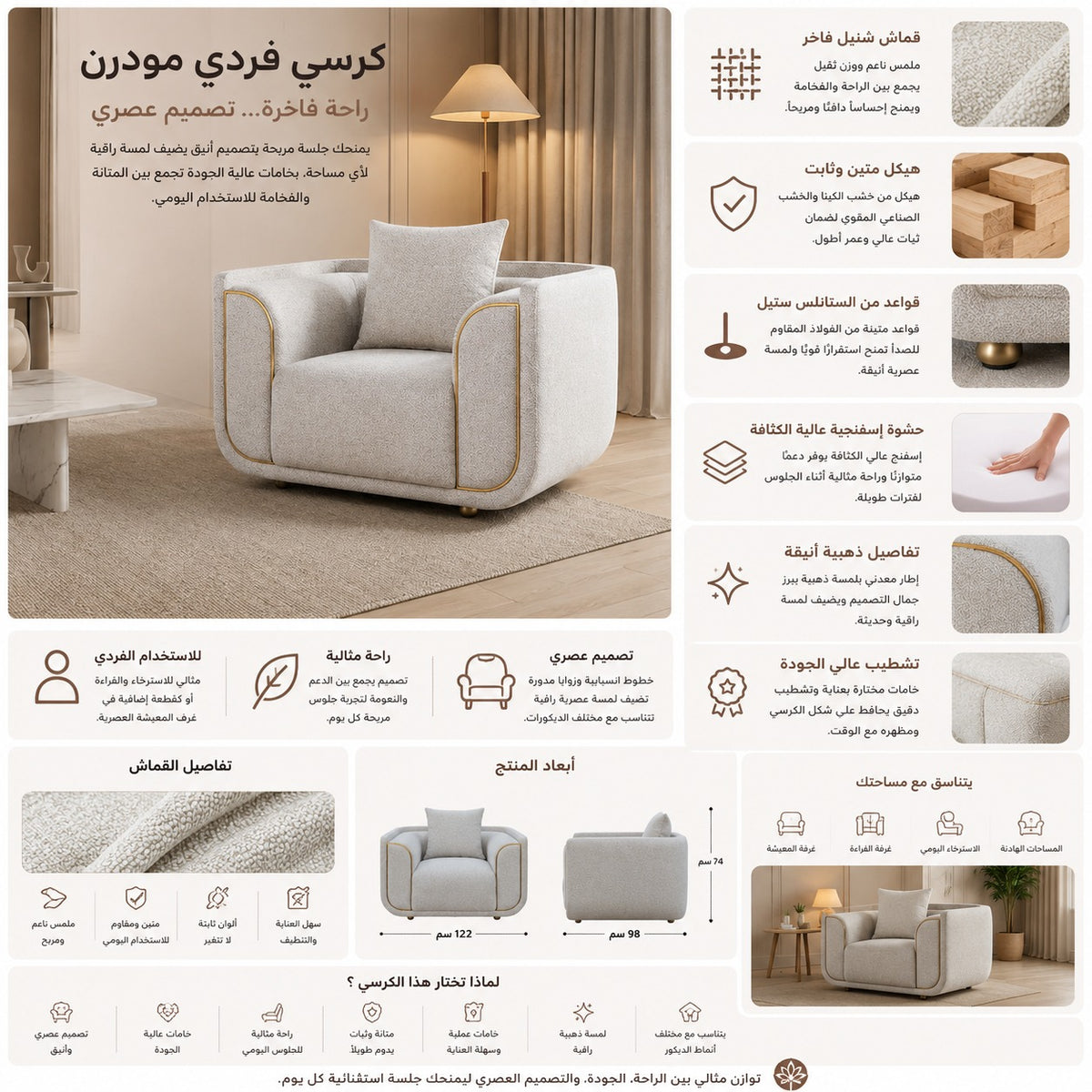 كنب فردي فيلارا | بيج