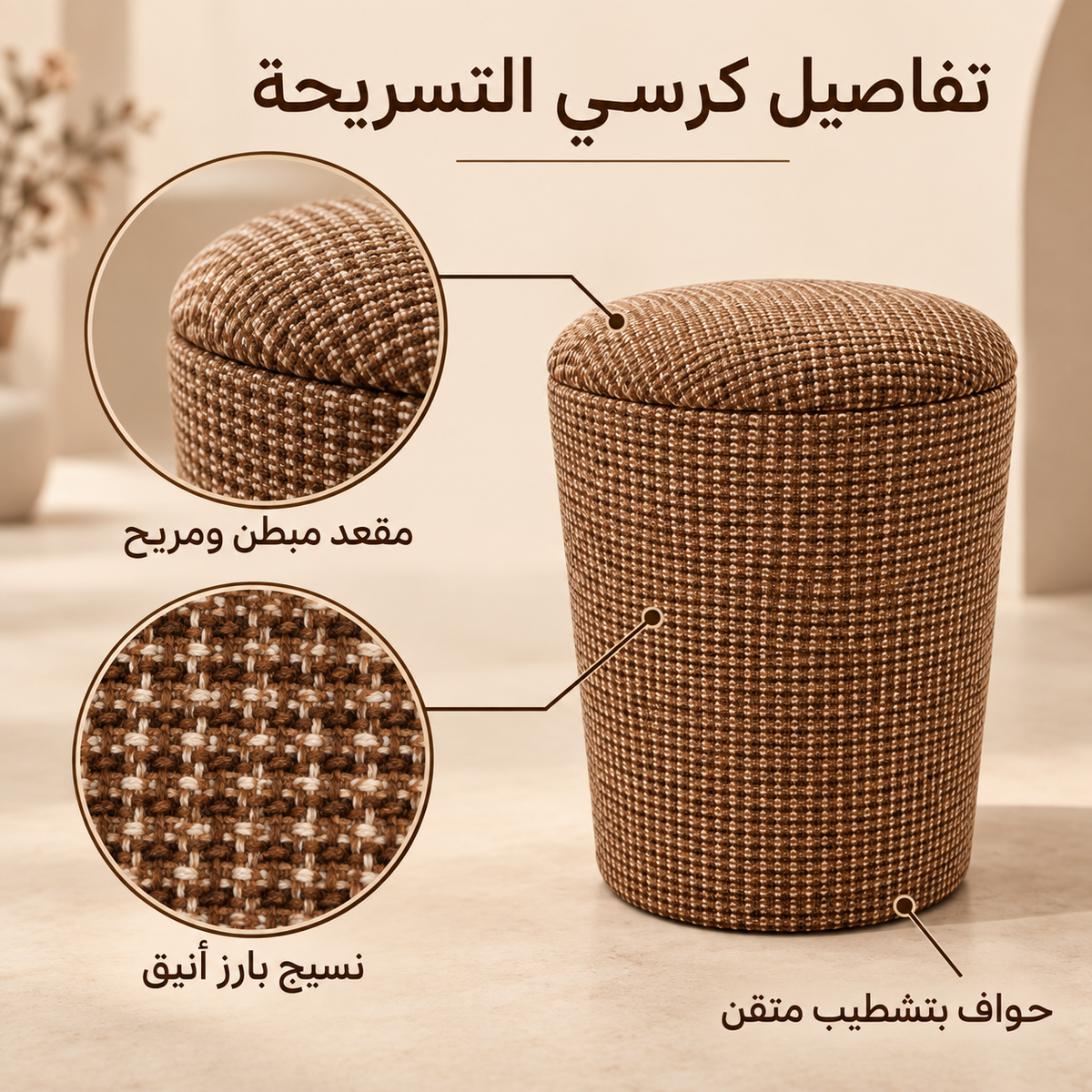كرسي تسريحة إيليك | بيج