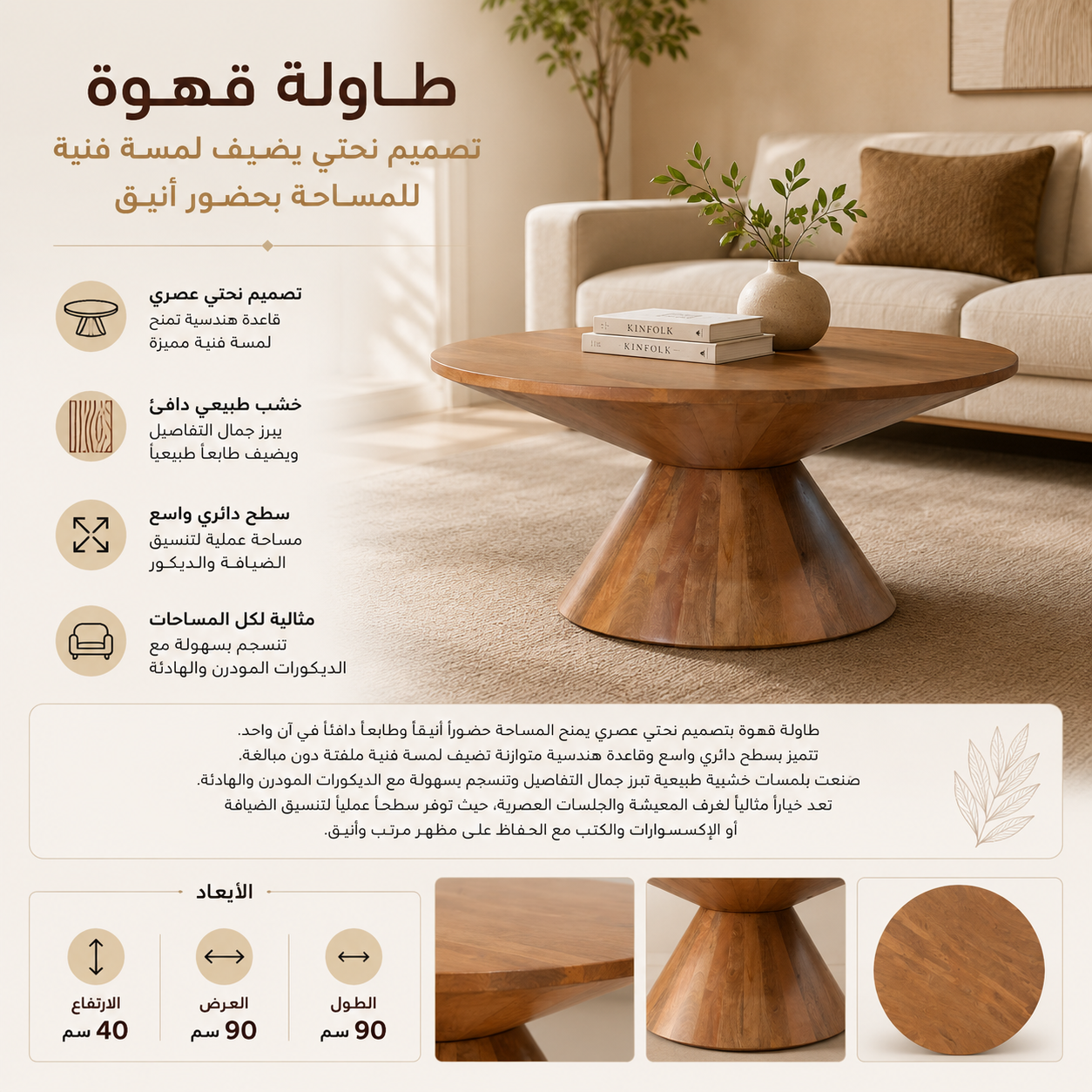 طاولة وسطيه مولين باللون البني