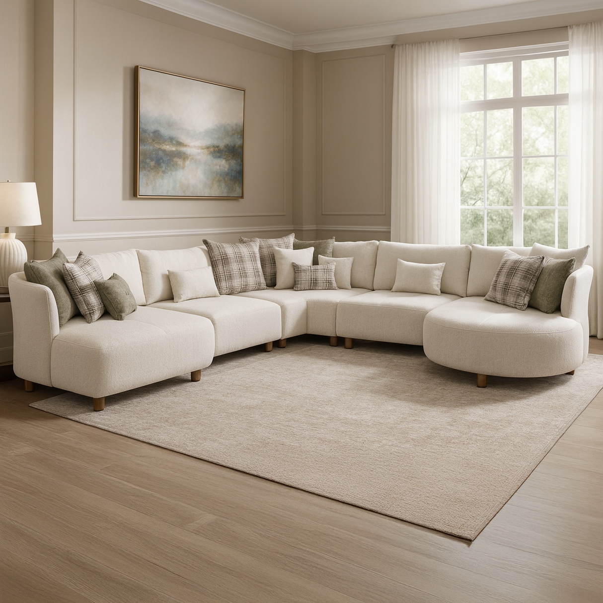 كنب كراون زاوية باللون الكريمي