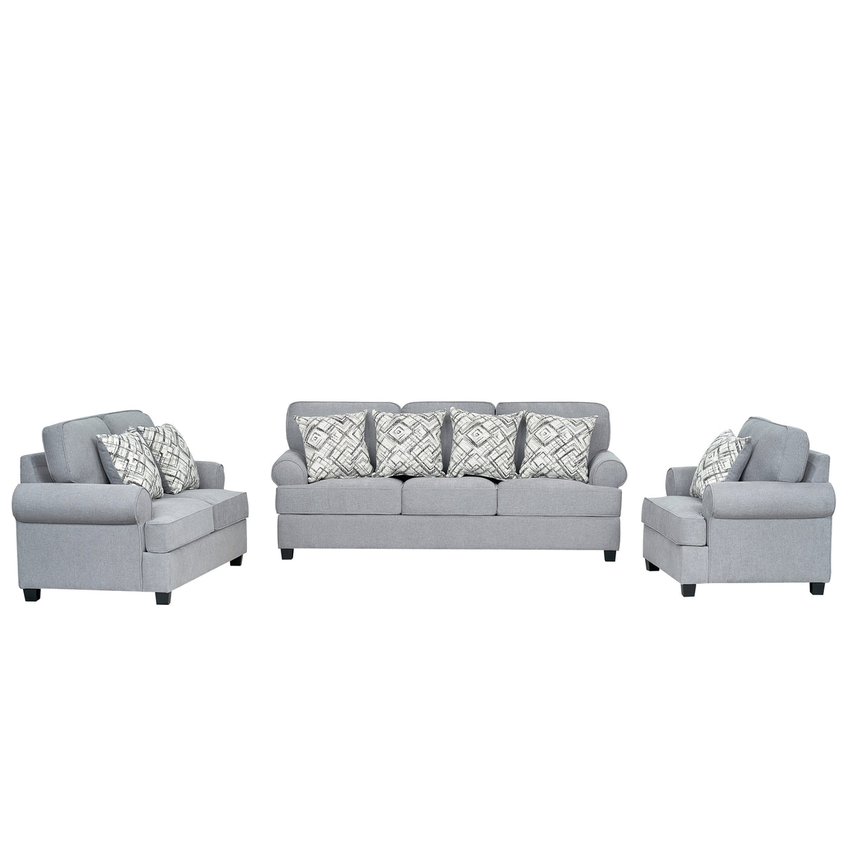 كنب ألينزا ثلاثي باللون الرمادي الفاتح