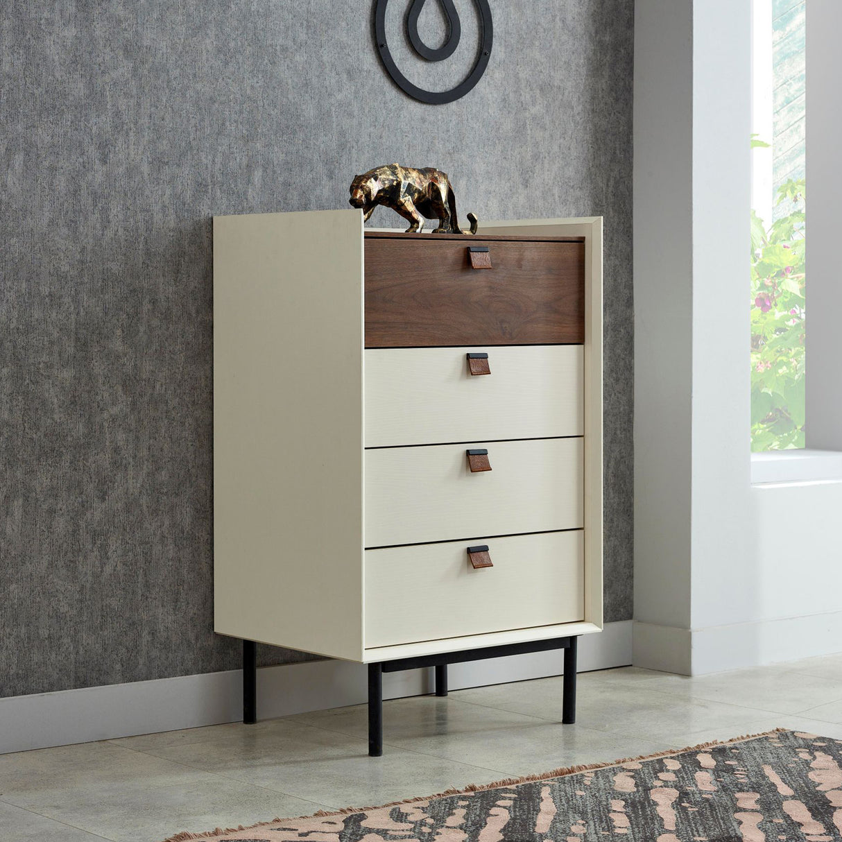 شوفنيرة ديرون باللون الرمادي والخشبي - High Point