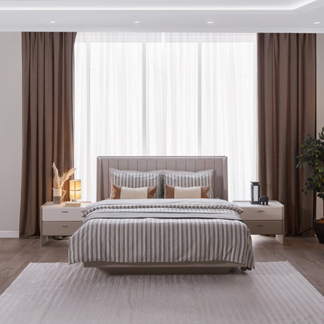 سرير أديل باللون الرمادي الكريمي - High Point