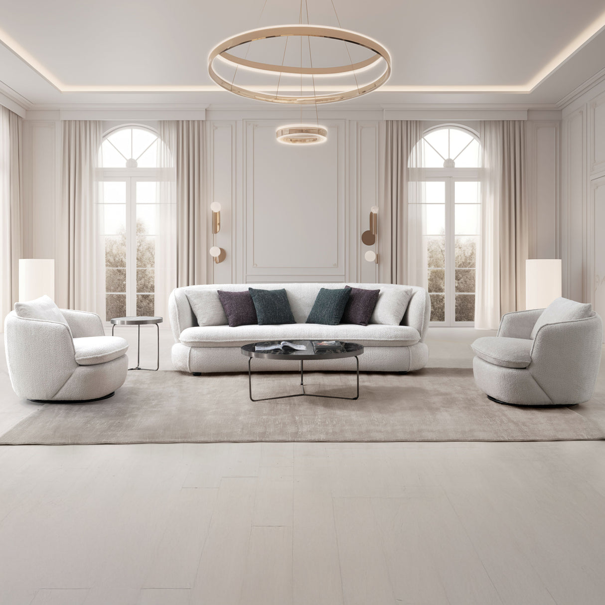 طقم كنب أوميرا باللون الرمادي