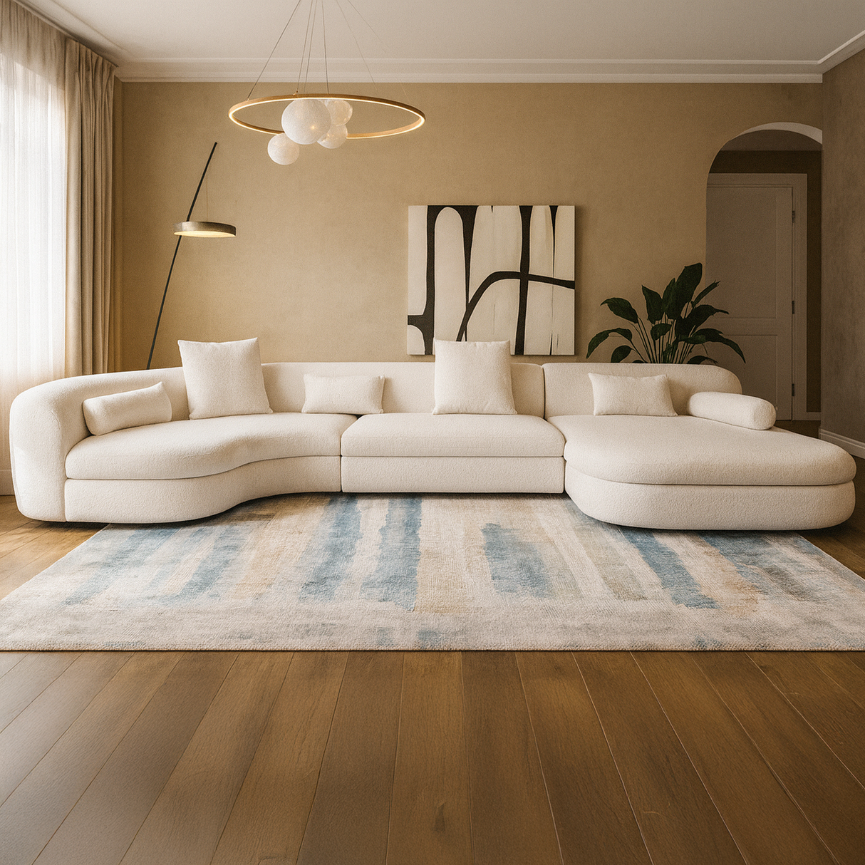 كنب فلورا زاوية باللون البيج