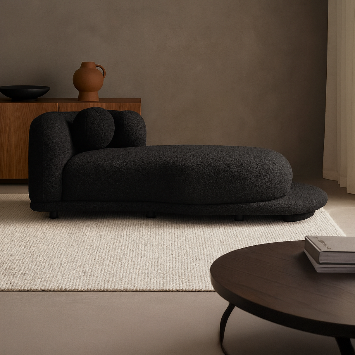 طقم كنب روفيلا زاوية باللون الأسود