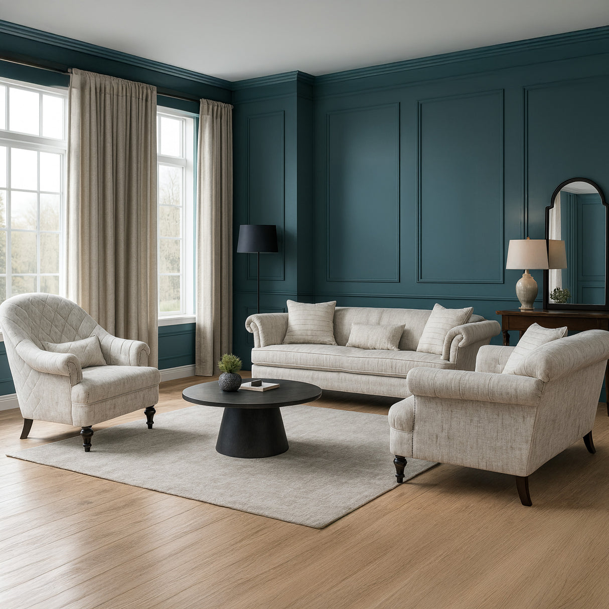 طقم كنب لامورين باللون البيج