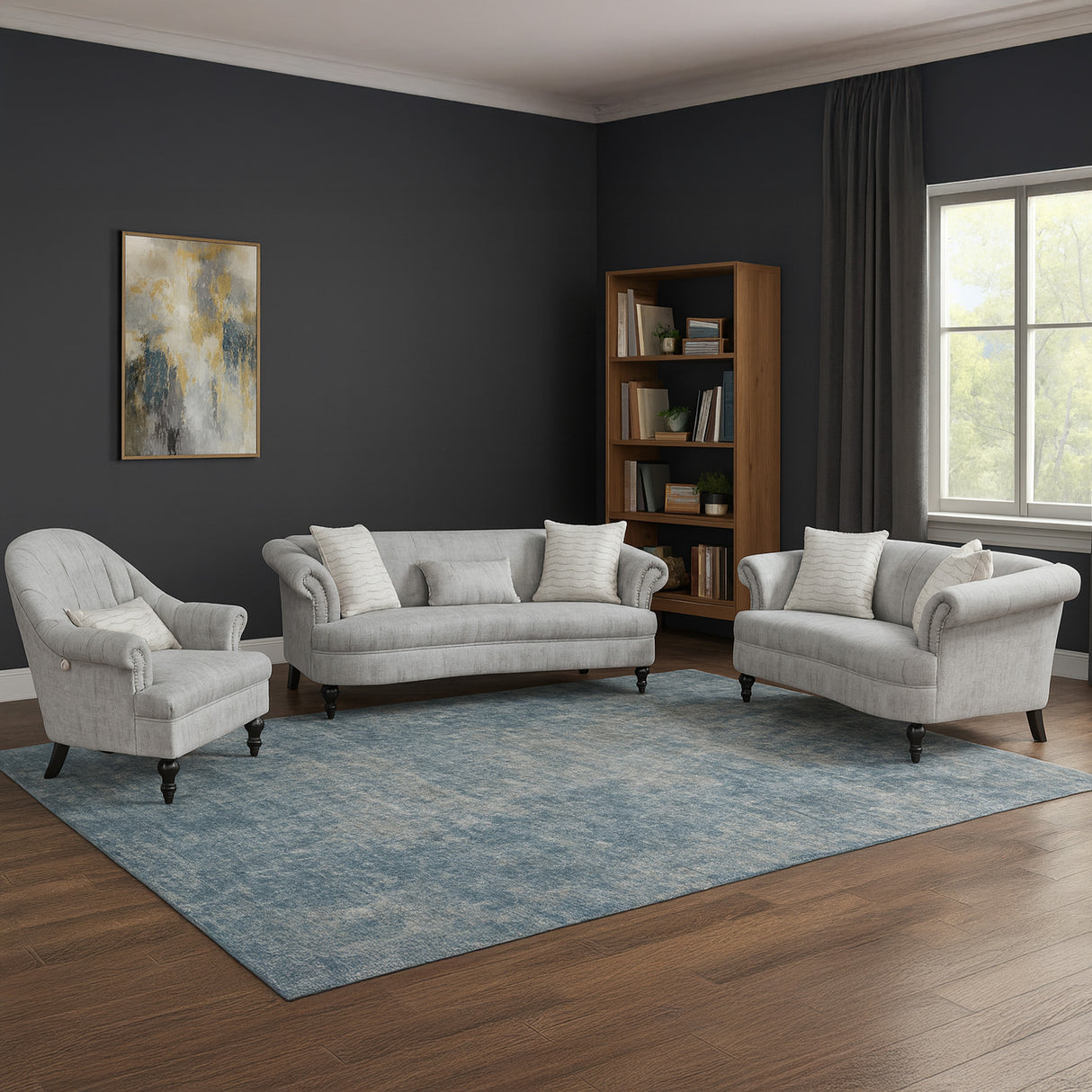 طقم كنب لامورين باللون الأبيض