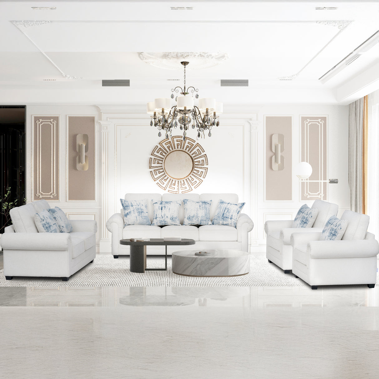 طقم كنب دالينيا باللون الأبيض