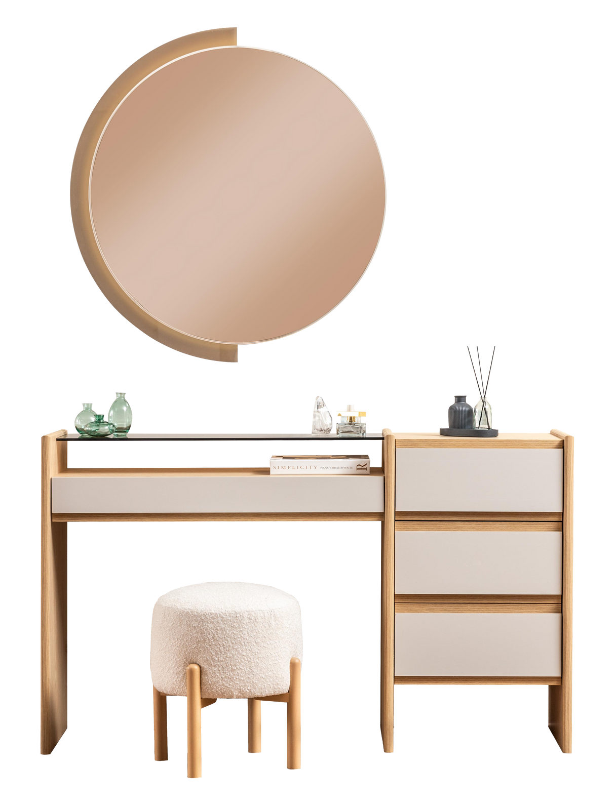 تسريحة ناتشور مع مراية باللون البيج