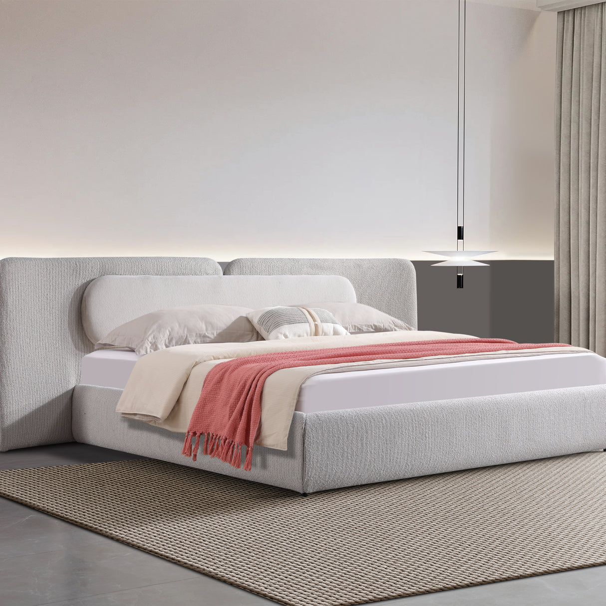 سرير كاريما باللون الكريمي