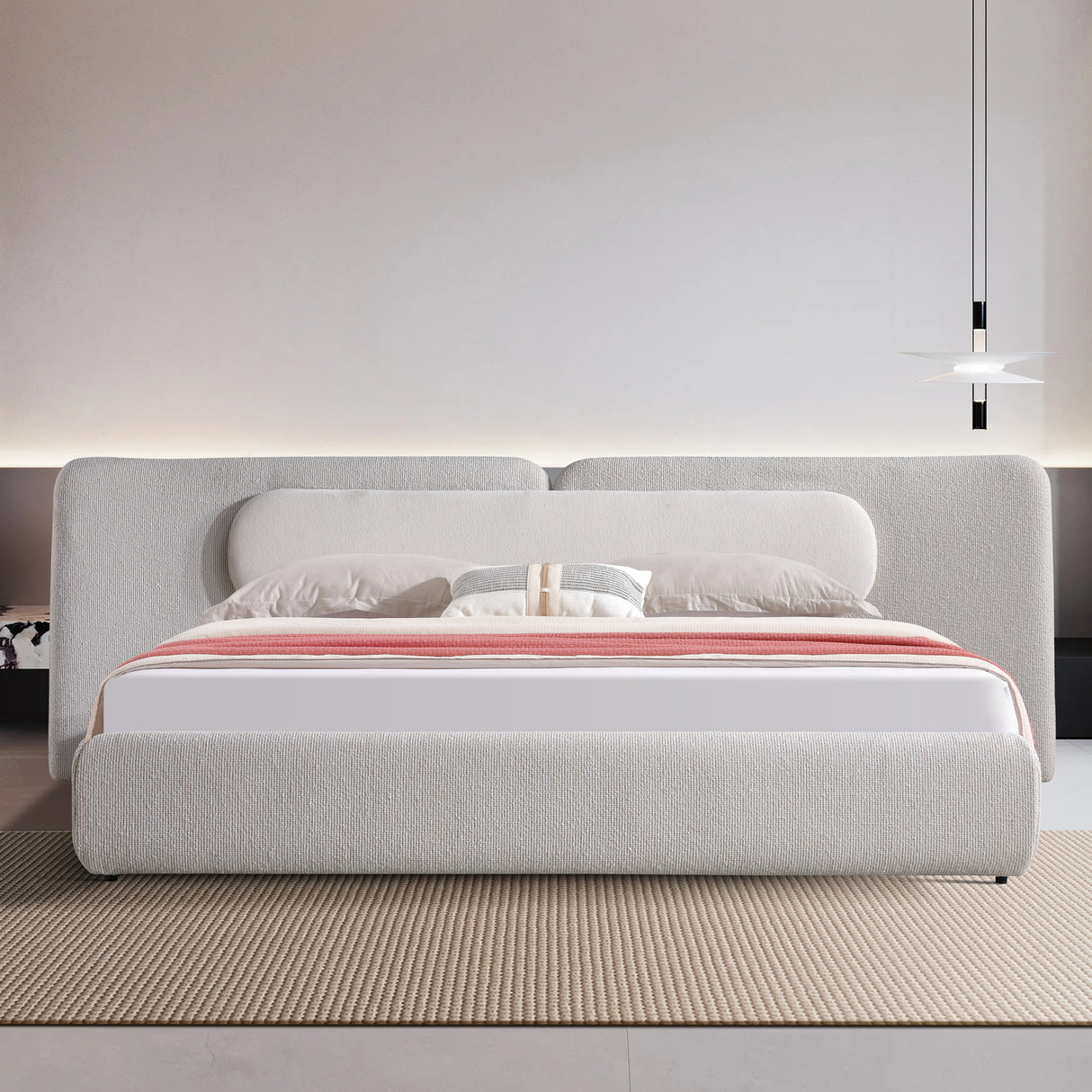 سرير كاريما باللون الكريمي